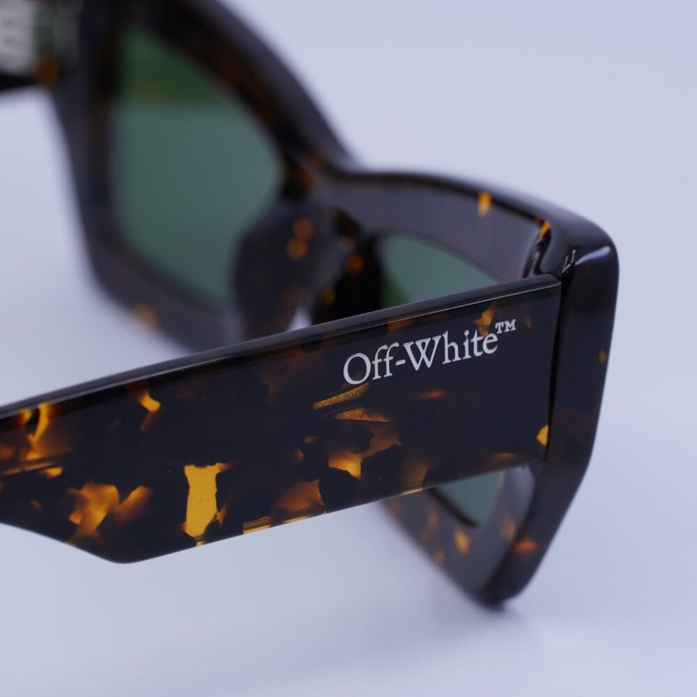 Off-White OERI137 AURORA 6055 Sunglasses Havana Cat Eye Frame, Green Lenses - Picture 10 of 11